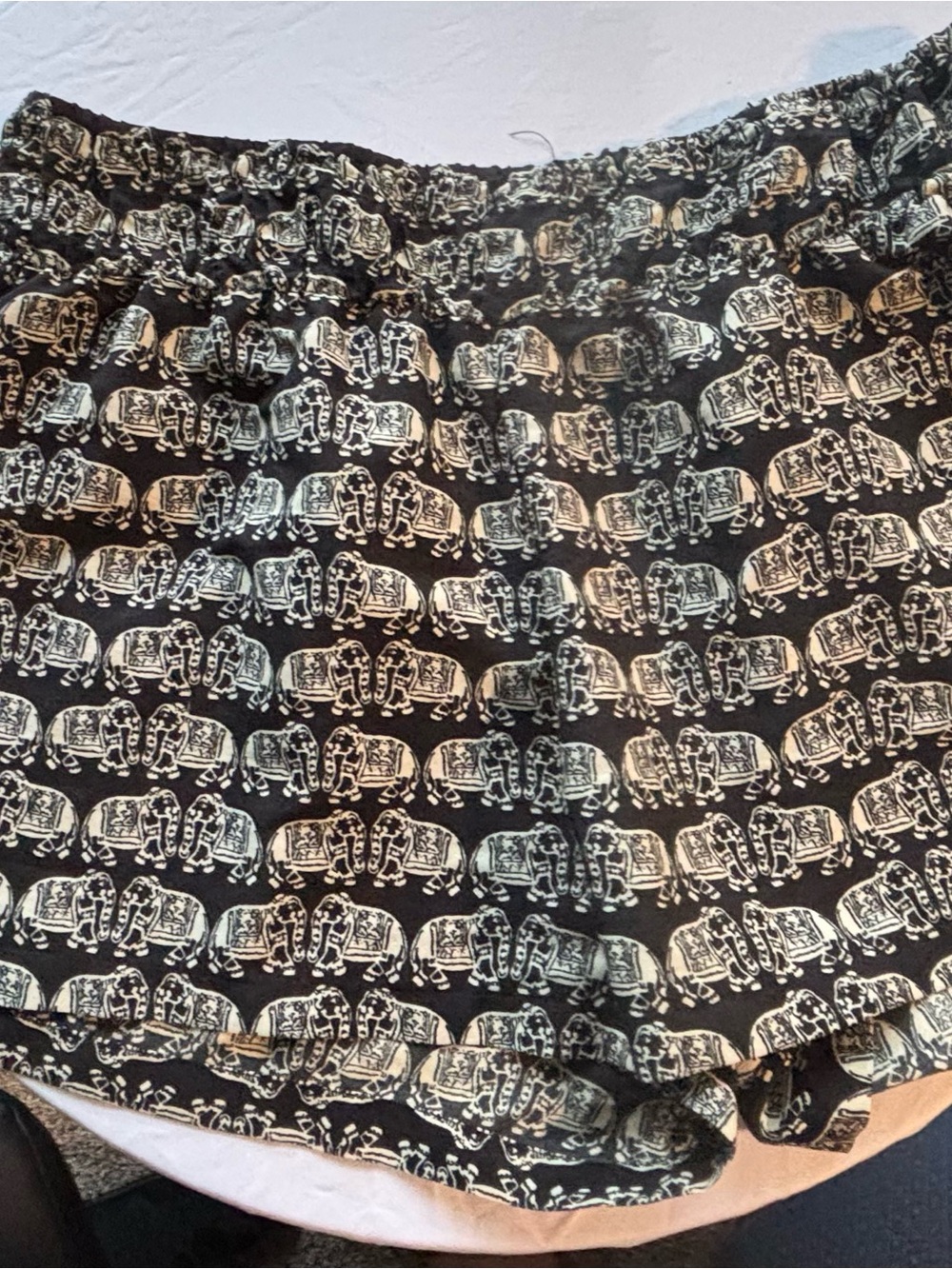 Deb Vintage Boho Elephant Print Smocked Waist Shorts Size M